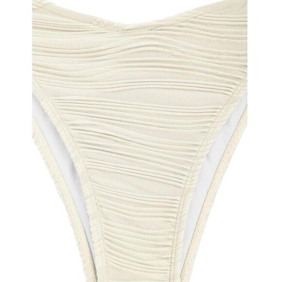 Zaful Women’s Bikini M Cream Bandeau Strapless Tie Back Cheeky Textured Set - Picture 9 of 11